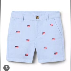 Janie and Jack American flag patriotic blue Oxford shorts, 3T
